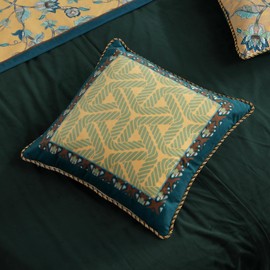 patdrea Designer Classy Throw Pillow Covers 18x18 Inch,Green Elegant Idyllic Velvet Leaf Stripe Floral Pattern,Decorative Square Pillowcases Cushion for Bed Living Room Outdoor Car