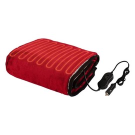 Stalwart Heated Car Blanket - 12V Heated Blanket for Car, Truck, RV or Camping - 59x43” Portable Electric Travel Blanket Throw - 2 Heat Levels - Car Must Haves and Tailgating Essentials (Red)