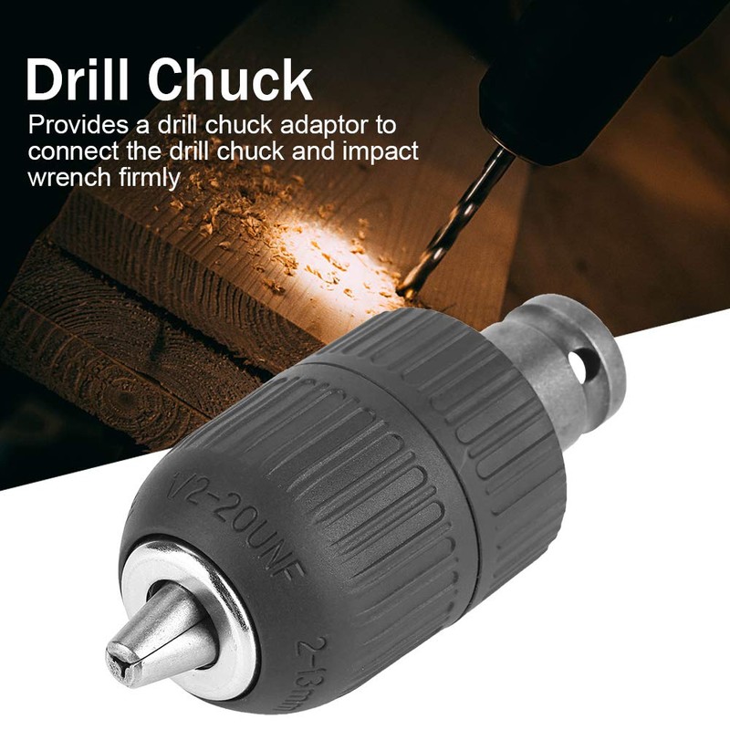 Drill Chuck, 2-13mm Keyless Drill Chuck 1/2"-20UNF with 1/2” Chuck