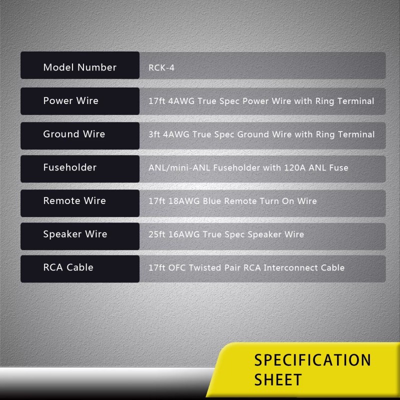 Recoil RCK-4 True 4 Gauge Complete Amplifier Wiring Kits with