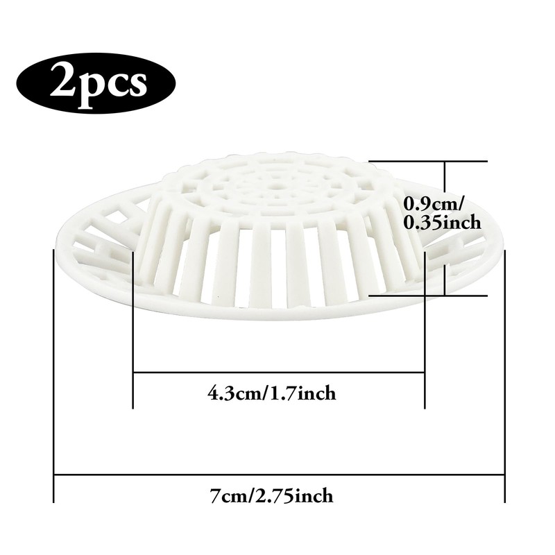 2 Pcs Plastic Sink Strainer, White Drain Hair Catcher Hair