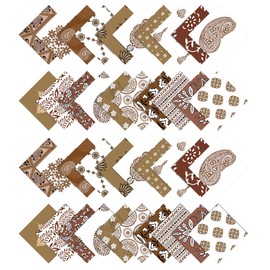 Soimoi 40Pcs Block Print Cotton Precut Fabrics for Quilting Craft Strips 2.5x42inches Jelly Roll - Light Brown