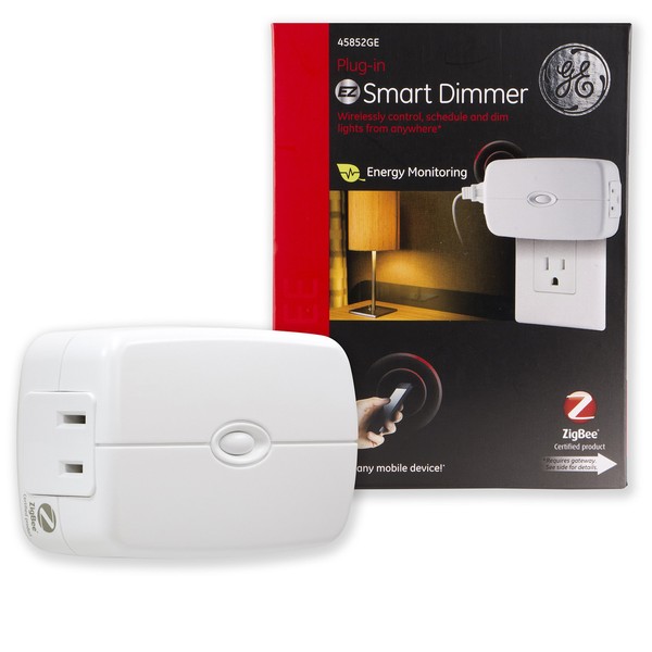 GE Zigbee Dimmer Plug-In, 2-Outlet Lighting Control, Pairs Directly with Echo 4th Gen/Echo Show 10 (All)/Echo Studio/Echo Plus (All)/Eero Pro 6,, White, 45852GE