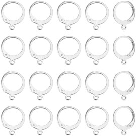 Beebeecraft 1 Box 80Pcs Round Leverback Earring Hooks 925 Sterling Silver Plated 316L Stainless Steel French Earring Findings Ear Wire for Jewelry Making