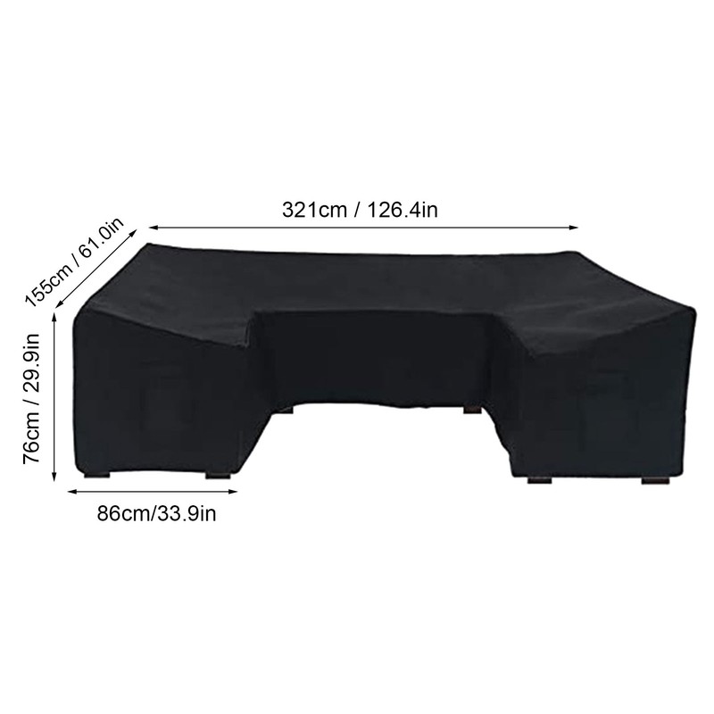 Black UShape Sofa Cover DustProof Waterproof Outdoor Furniture Protective Cover