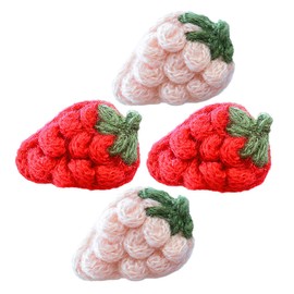 VILLFUL 4pcs Strawberry Appliques Embellishments for Crafting Cute Fabric Decor for Clothes Bags and Hair Accessories DIY Strawberry Decorations Pink Red