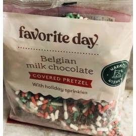 Favorite Day Target-Belgian Milk Chocolate Covered Pretzel W/Holiday Sprinkles. 1.oz/28gm.
