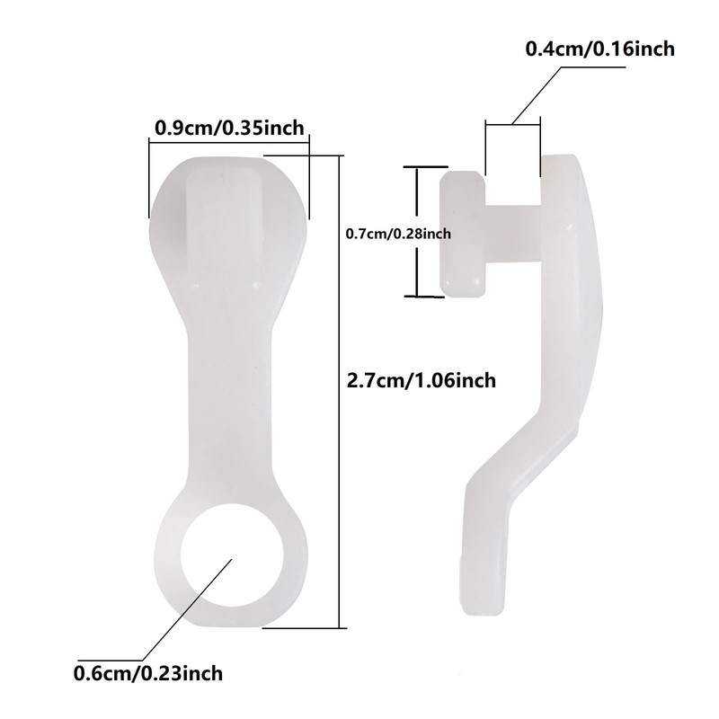 Curtain Glider Hooks White Plastic Curtain Hook, Pack of 50