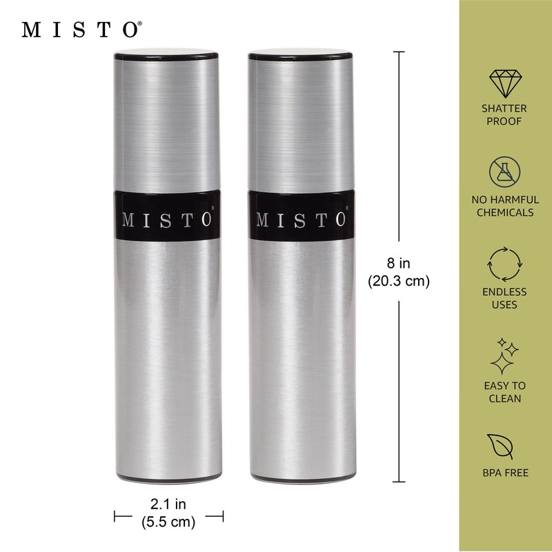 Misto Aluminum Oil Sprayer, Set of 2, Versatile Refillable Aerosol