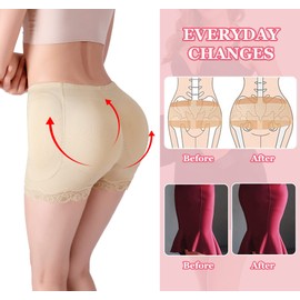 Panegy Women's Hip Pad, Hip Lifting, Padded Shapewear Hip Pad Pants, Boost Butt Volume, High Elasticity, Breathable, beige
