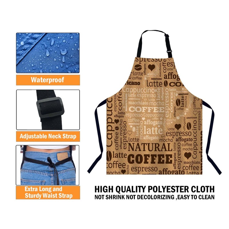 BGBDEIA Cup Typography Words Apron for Women Men, Adjustable Apron