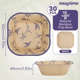 30 Pack 16 Oz Paper Bowls, Bamboo Pulp Disposable Soup Bowl, Food Containers Party Supplies Treat Bowls Bulk For Snacks, Dessert, Breakfast, Lunch And Dinner Meals (Bird)