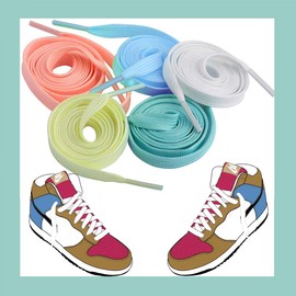 HizeJie Shoes Laces Luminous Decorative Upper Glow In The Dark 5 Pair Light Up for Leisure Skating Sports Shoes Sneakers Thick Flat Laces 39.4 Inch Five Colors, Colorful, Medium