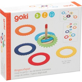 goki 56776 Ring Toss Game with 6 Felt Rings - Great Family Game for Indoor and Outdoor Use - 3 Different Levels of Difficulty - Made of Basswood and Felt - Skill Game