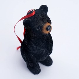 HYFAN Mini Bear Statue Hanging Animal Figurine Small Sculpture Ornament Gift for People Christmas Tree Home Office Room Car Interior Garden Decor with String (New, Black Bear)