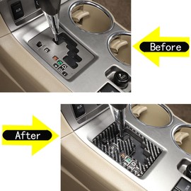 LLKUANG for Toyota Highlander 2009 2010 2011 2012 2013 Real Carbon Fiber Car 3D Sticker Gear Indicator Frame Cover Interior Car Accessories（Left Hand Drive）