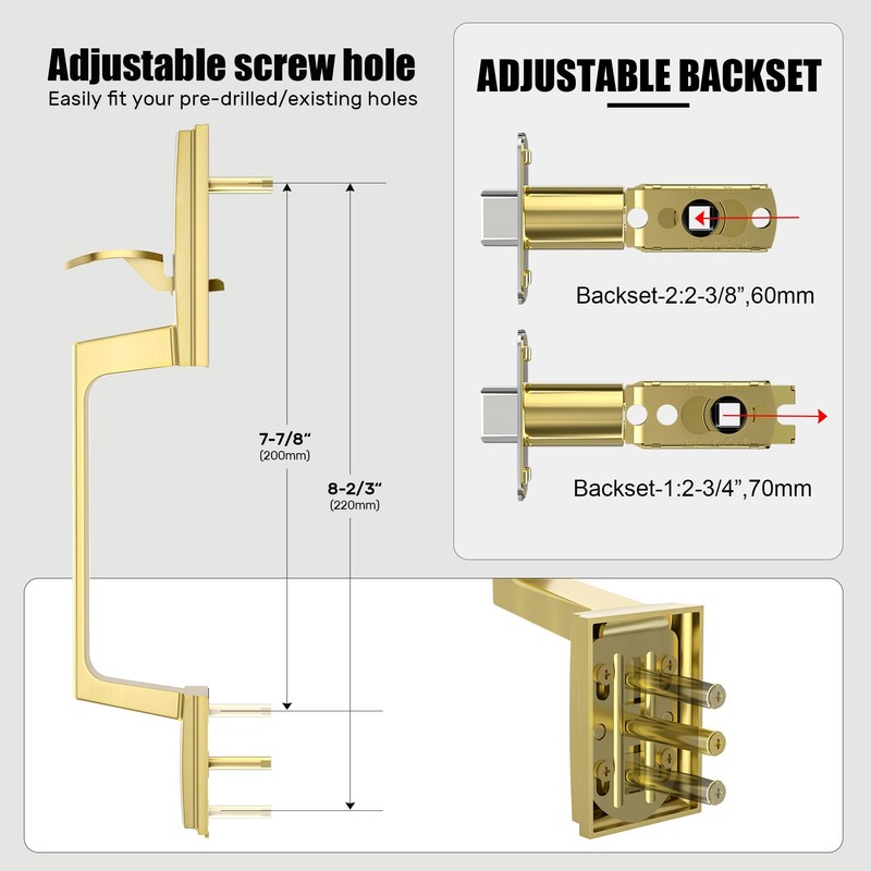 BonKuDoo Front Door Handle Set, Front Entry Handleset with Glass