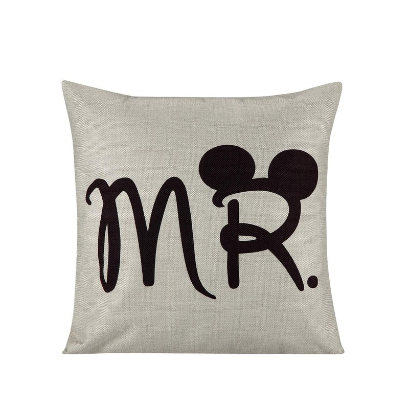 2 Pcs Mr and Mrs Funny Mouse Cushion Cover Durable