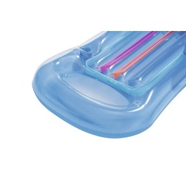 Bestway Designer Fashion Pool Lounger Beach Inflatable Lilo Lay On Blow Up Bed With Drink Holder (Blue)