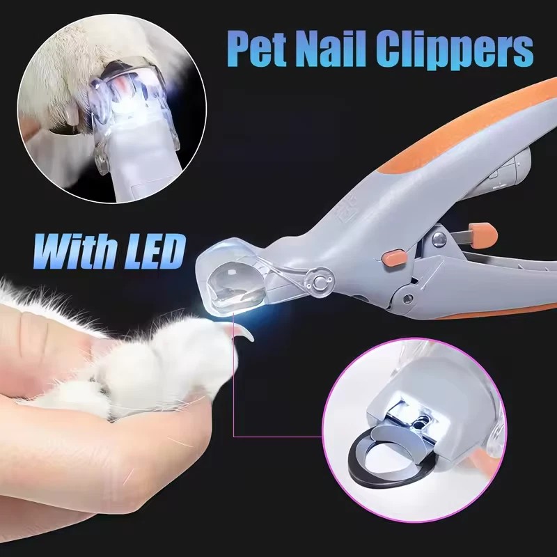 Professional Pet Nail Clipper Scissors With LED Light Cat Dog