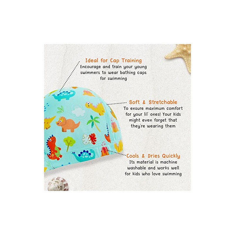 Gorro de natación para niños, tela de elastano suave y