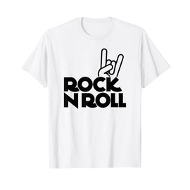 Rock n Roll - cool music rock on metal hand horns t-shirt