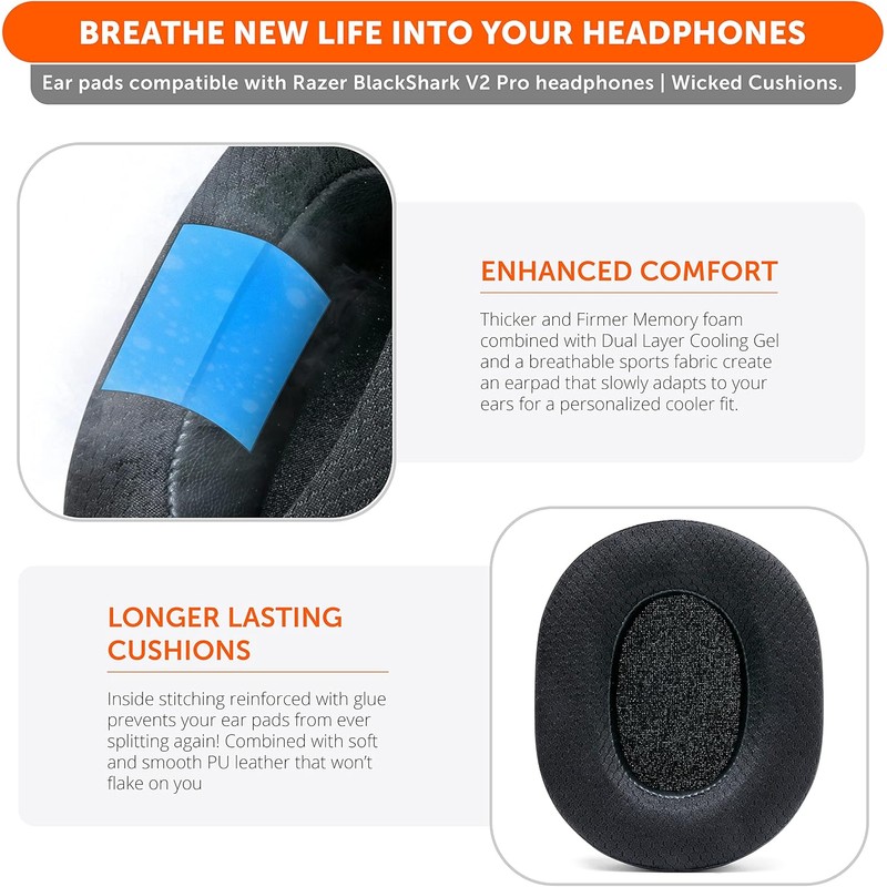 WC Freeze Blackshark - Cooling Gel Earpads for 2020-2022 Razer