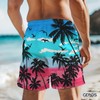 GEPOS Men's Swim Trunks with Beach Print Quick Dry Swimsuits