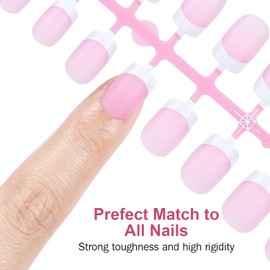 Pink Extra Short Square French Tip DIY Soft Gel Nail Tips by Nelle Baker