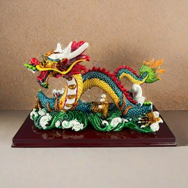 Surtiycrii 6" Chinese Feng Shui Dragon Statue, Year of The Dragon Ornament, Feng Shui Decoration Home Office Decor Desktop Decoration, Bring Good Luck