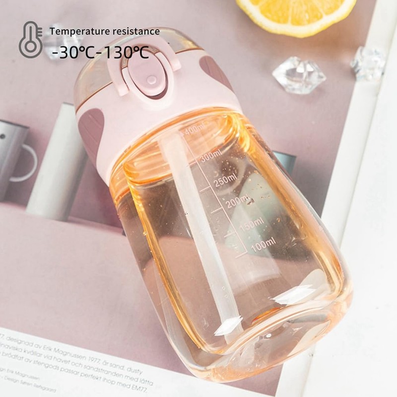 Peakloong 400Ml Water Bottle with Straw Drinking Bottle for Toddlers