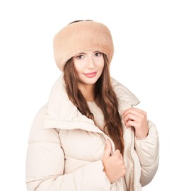 Futrzane Modern Headband - Ladies Winter Fur Headbands - Soft Russian Ear Warmer - Size S (Beige Modern)