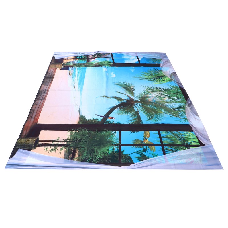 Window Beach Landscape Pattern Tapestry Wall Hanging for Living Room