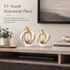 White and Gold Abstract Ceramic Sculpture Set of 2, Modern