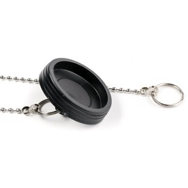 Sink Stopper 1.75" - Bathtub Drain Plug with Chain - Rubber Bath Plug Sink Blocker - Sink Drain Stopper for Kitchen and Bathroom, Black