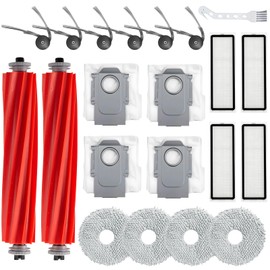 ZITUZY 21 Stücke Ersatz-Zubehör-Set für Roborock QV 35A / QR 798 / QR 598 Roboter-Staubsauger, 2 Hauptbürsten，4 HEPA-Filter, 6 Seitenbürsten, 4 Wischpads, 4 Staubbeutel, 1 Reinigungsbürste