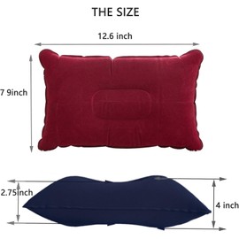 2 PCS Inflatable Pillows – Ultralight Blow Up Camping Pillow 34×22cm – Compact Travel Pillow for Beach, Sunbathing, Sleeping, Neck & Lumbar Support – Portable Outdoor Cushion (Rose Red & Dark Blue)