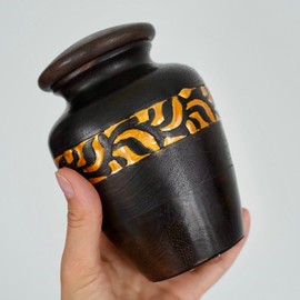 Wooden Cremation Urns for Human Ashes Adult - Decorative Urn for Ashes for Women & Men - Handcrafted Burial and Funeral Urn with Carving 6''