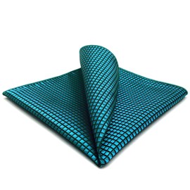 SHLAX&WING Solid Blue Mens Pocket Square Silk Hanky Business 12.6 inches