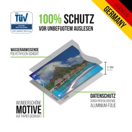 TÜV-tested RFID & NFC blocker credit card and passport protective covers (pack of 10) | sturdy EC card case against data theft and unauthorised reading | super thin and tear-resistant for 100% data
