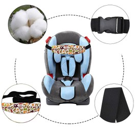 Lyyxjsltd Baby Seat Head Support Belt & Seat Belt Cover Set Sleeping Fixing Band Adjustable English Letter Pattern for Stroller Kids Baby Head Neck Support (Yellow Alphabet)