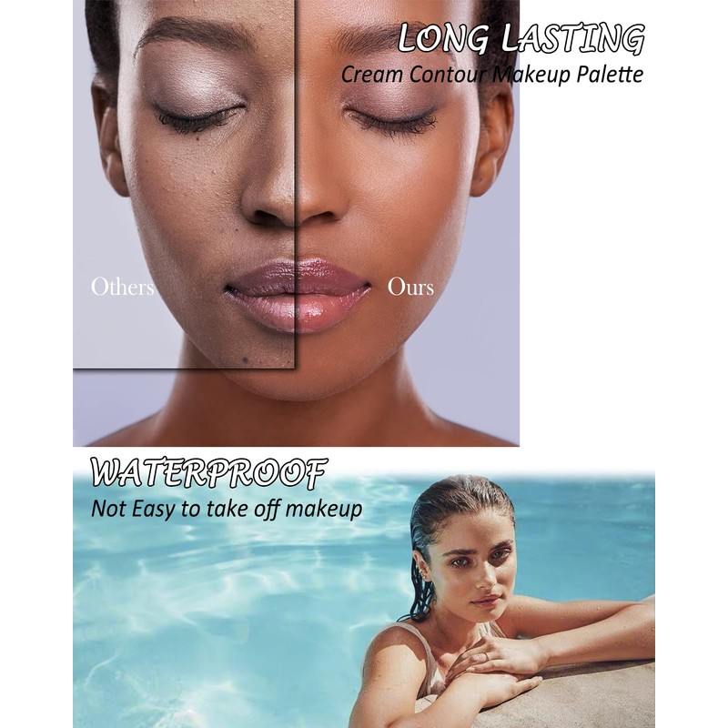 Cream Contour Palette Makeup, Long Lasting Full Coverage Concealer for