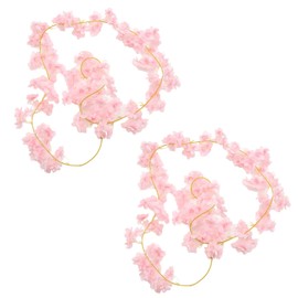 2 Cherry Blossom Vines (180cm Each), Rattan Flower Garland, Artificial Flower Cherry Blossom Garland, Hanging Rattan Flower Decoration, Suitable For Wedding Parties (Light Pink)