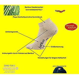 TippTexx24 Bamboo Trainer Socks - 6 / 12 / 18 Pairs - - Oeko-Tex - White