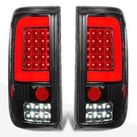Compatible with Ford F-150/Lobo 04-08 3D LED C-Tube Bar Tail Light Stop/Reverse Lamp Black