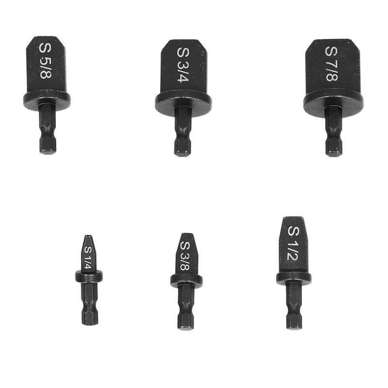 HVAC Tools, Swaging Tool Drill Bit Set, 6Pcs Hex Triangular
