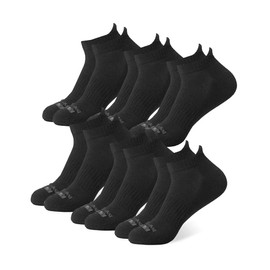 Paquete de 6 calcetines cómodos al tobillo para hombre, antiolor, talón acolchado, soporte de arco, activo | casual, trabajo, Negro -, M