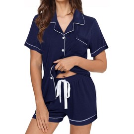 WJing Yi Jia Womens Pajamas Set XS-XXL Soft Pajama Sets Pjs Set Button Down Bride Knitted Pj Lounge Set Sleepwear Loungewear