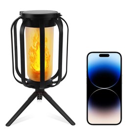 9 inch Solar lantern outdoor light with base, upgraded flickering flame solar lantern outdoor waterproof light, solar lantern for patio garden room decoration, flame garden lantern for outdoor patio walkway decoration, holiday decorations