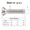 50Pcs m4x12mm Flat Head Socket Cap Screws Countersunk Bolts, Allen